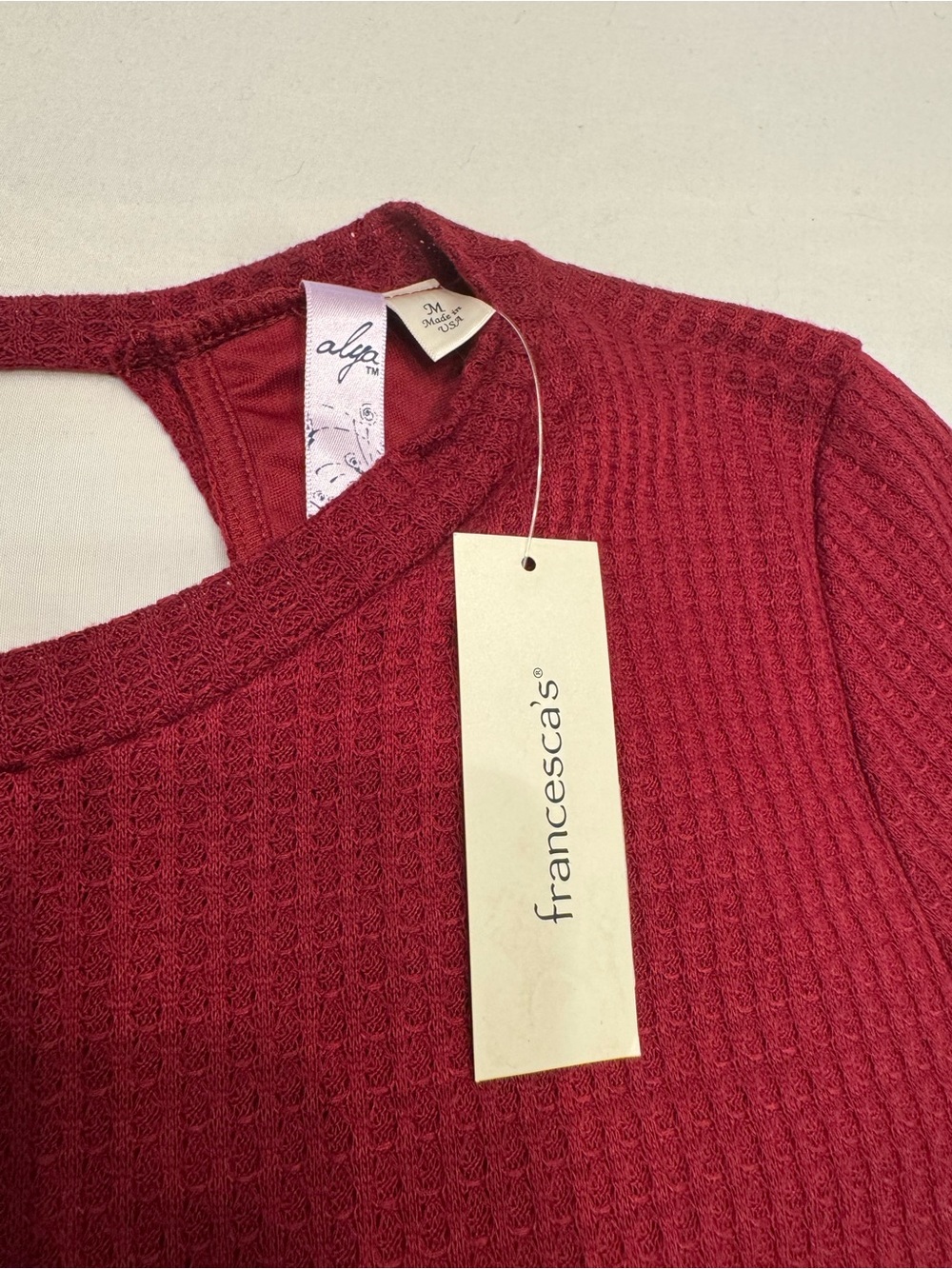 Francesca's Collections Maroon Cut Out Sweater Dress - Picture 3 of 3